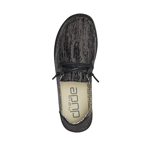 Image of HEYDUDE Women's Wendy Black Marble Size 12 | Women's Shoes | Women's Lace Up Loafers | Comfortable & Light-Weight
