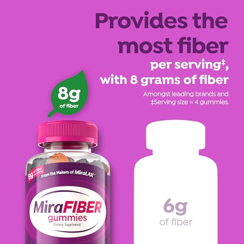 MiraFIBER Gummies, from The Makers of MiraLAX, Vegan Formula, 8g Per Serving, Gut Health for Men & Women, Prebiotic Fiber Gummies for Adults, Mixed Fruit Flavor 72Ct - image 4