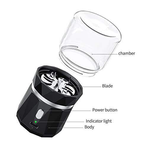 Mini Small Herb Grinder Electric Herb Grinder With Usb-Rechargeable 1.7Oz Glass Herb Chamber Spice Grinder Automatic Herb Grinder Size 2X3.5 Inches #TOP1