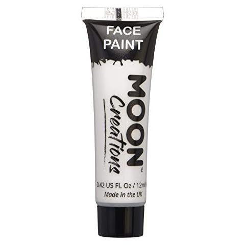 Moon Creations Face & Body Paint Tubes | White | 12ml | Ready to Use Face Paint | No Flake | Cruelty Free, Made in UK | Face Paint for Kids, Adults, Fancy Dress, Festivals, Halloween & More Cover