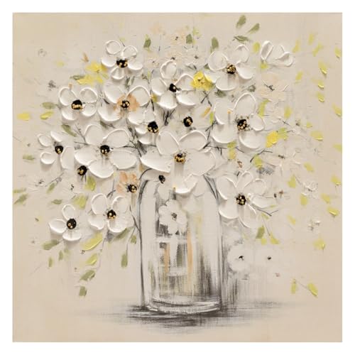 Peinture à l'huile abstraite fait main grand vase blanc moderne
