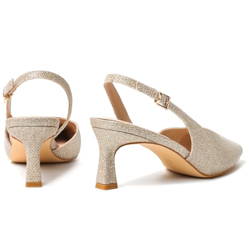 Image of Mostrin Kitten Heels for Women Slingback Pointed Closed Toe Heels Women's Pumps Shoes for Wedding, Party, Commuting