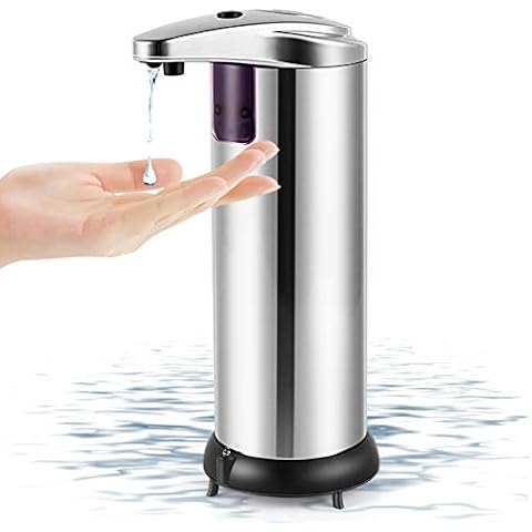 YZWDTGS Soap Dispenser, Touchless Automatic Soap Dispenser, Infrared Motion Sensor Stainless Steel Hands Free Soap Dispenser with Waterproof Base, Suitable for Bathroom Kitchen Restaurant Cover