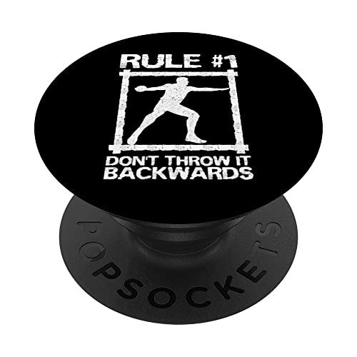 Discus Throw Player Disc Throwing Track And Field Sports PopSockets Swappable PopGrip, Black