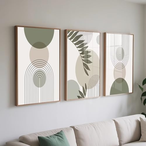 PWAAHDC Moderne Bilder Wohnzimmer Poster Set 30x40 Hochformat - Boho Abstrakte Grüne Pflanzen Leinwand Bilder 3er Set - Wandbilder für Schlafzimmer Ohne Rahmen PWAAHDC Moderne Bilder Wohnzimmer Poster Set 30x40 Hochformat - Boho Abstrakte Grüne Pflanzen Leinwand Bilder 3er Set - Wandbilder für Schlafzimmer Ohne Rahmen