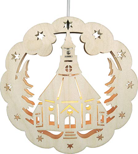 Lámpara Seiffener Kirche de pared LED para solucionar la falta de luz navideña en casa