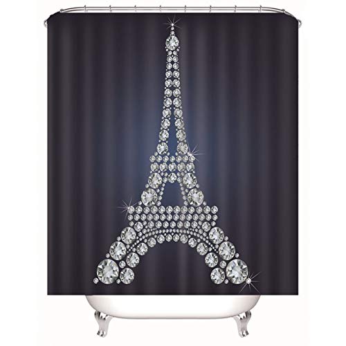 Isdreem Rideau Douche Rigolo sous Evier Salle Bain Tour Eiffel en Cristal Chic Rideaux Douches...