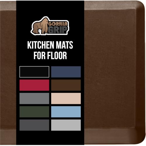 Image of GORILLA GRIP Cushioned Antifatigue Kitchen Mat for Floor, 70x24, Brown