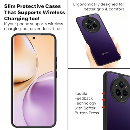 Image of RIGGEAR Shockproof Sleek Hybrid Armor Back Cover Case for Realme 14 Pro Plus 5G (Smoke Black Matte PC + Black TPU Bumper)