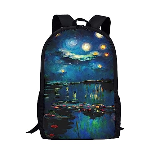 THKVSV Mochila de gimnasio Gril para mujer, ligera, de viaje, deportiva, bolsa de gimnasio, Rocket Planet, Monet Water Lily, Talla única, Mochilas daypack