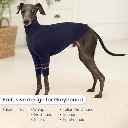 OUOBOB Greyhound Hundepullover, Italienischer Windhund Mantel für kleine Hunde, Whippet Pullover Rollkragenpullover Stretchy Knit Sweatshirt, Greyhound Pyjamas Windhunde Jumpsuit für kaltes Wetter M