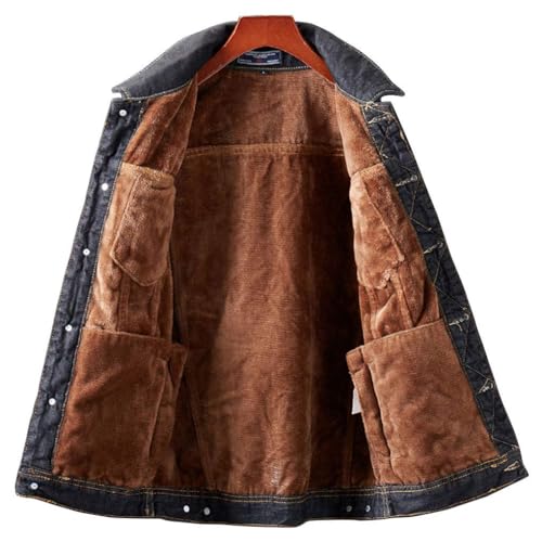 ebossy Men's Sherpa Denim Trucker Jacket Thermal Fleece Lined Jean Jacket3