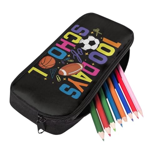 Image of Small Pencil Case Balls Sport Print Pencil Case Holder Box Storage Bag Kids Desk Organizer for School Girls Boys 100 Day of School Theme