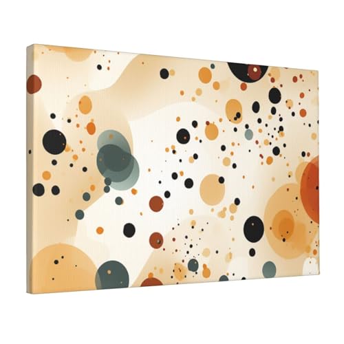 Poster imprimé sur toile décoration murale salon bureau pois marrons 30x45cm