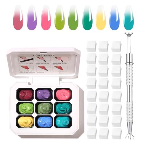 Paleta de Gel para Uñas Ombre 9 Colores con Esponjas miniatura 1