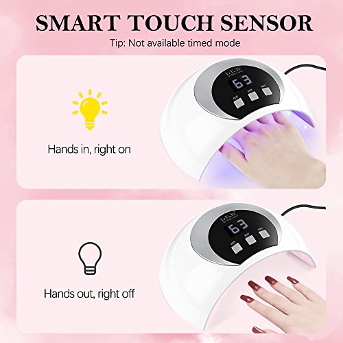 UV LED Nail Lamp, LKE 54W Nail Dryer Gel Nail Curing Lamp UV Light for Gel Nails with 3 Timers LCD Display Smart Sensor USB Plug for Fingernail Toenail - Image 6