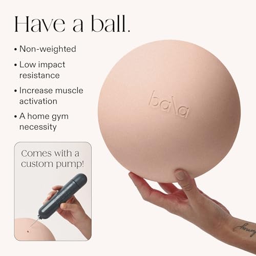 Image of Bala Pilates Ball, Non-Weighted Exercise Ball for Yoga & Barre - Small 8 inch | Yoga Ball, Stretching, Strength & Core Training, Workout, Home Gym & Fitness, 100% PVC with Mini Pump
