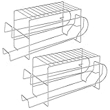 mDesign 2-Tier Metal Wire Standing Pop/Soda and Food Can Dispenser Storage Rack Organizer with Top Shelf for Kitchen Pantry, Countertop, Cabinet - Holds 12 Cans - 2 Pack - Chrome