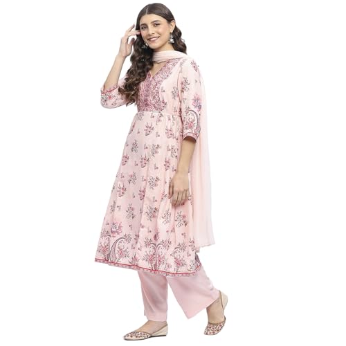 Image of BIBA Women Cotton Straight Printed Suit Set