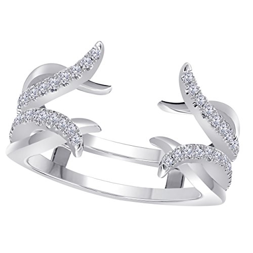 DS Jewels Women 14K Gold Plated Alloy Cubic Zirconia Solitaire Ring Guard Wrap Enhancer Jacket Wedding Engagement Ring Size 4 to 11