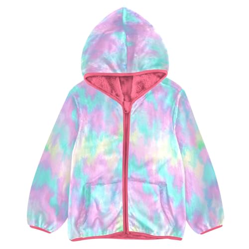 OTVEE Abstract Colorful Bright Wave Kids Hoodie Jacket Fall Spring Full Zip Warm Outwear Coat