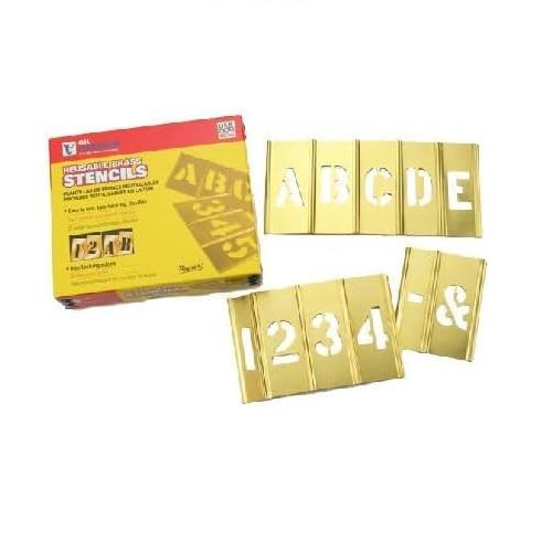 C.H. Hanson 10071 Brass Interlocking Stencil Letter & Number Set, 45 Pieces, 2 inch (Two Pack)
