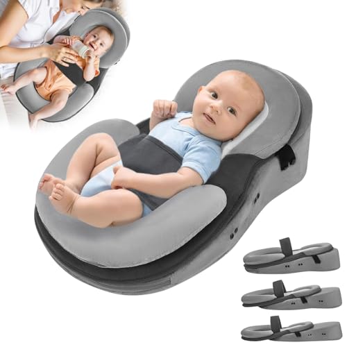 Gliswaieuznd Baby Wedge Pillow Bassinet Wedge Reflux,Baby Lounger Nest Milk Anti-spit Flat Head Prevention Nursing Pillow Sleeper Infant Feeding Natural Incline Pillow (Gray-2, One Size)