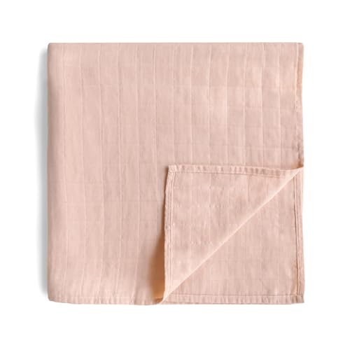 Image of mushie Muslin Baby Swaddle Blanket | 100% Organic Cotton (Blush)