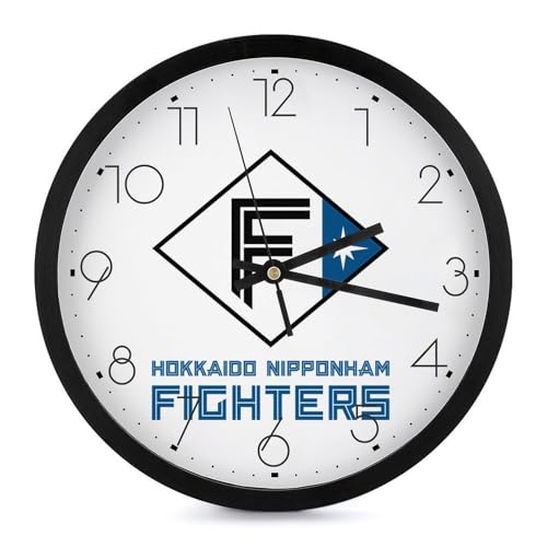 北海道日本ハムファイターズ 掛け時計 壁掛け時計 円形 静音 電池式 アラビア数字 オフィス/寝室/リビング