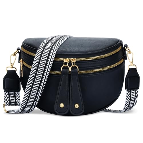 Image of KKXIU Crossbody Sling Bag for Women Trendy Fanny Pack Vegan Leather Chest Bag | Trendy