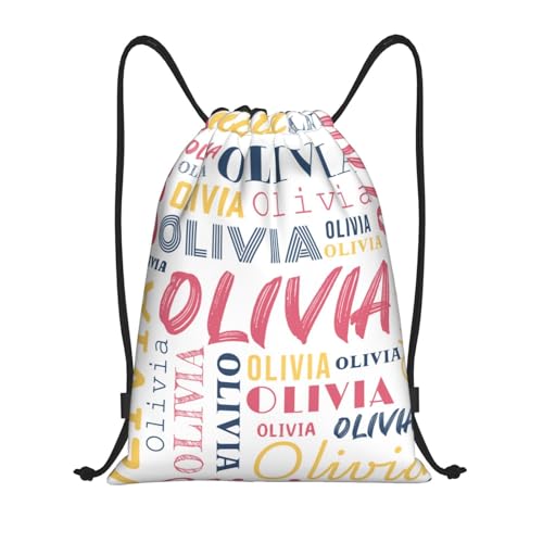 White Custom Drawstring Bag with Name Personalized Drawstring Sport Sackpack String Gym Backpack for Men Women for Swim Travel M