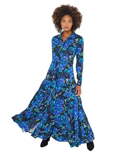 Robe longue chemise imprimé fleuri bleu Joe Browns pour femme