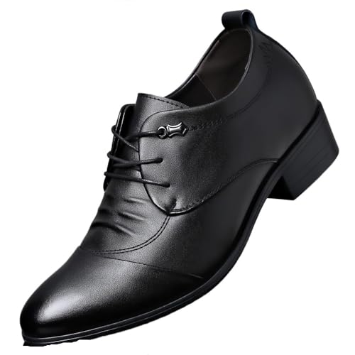 Men's Genuine Leather Oxford Dress Shoes Height Increasing Pointed Toe Business Formal Wedding Groom Spring Arrival White Fashion