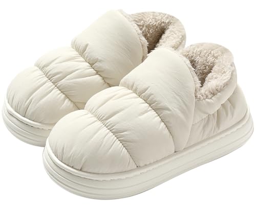 Rungion Winter Waterproof Boots for Women Indoor Ankle Plush Lined Slippers Outdoor Booties Slip On Warm Anti Slip Boot Shoes