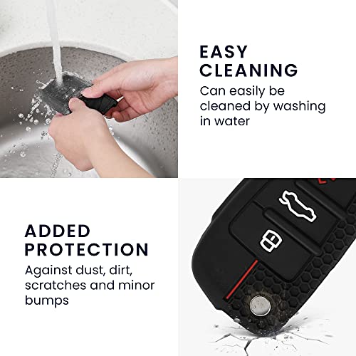 kwmobile autosleutel hoesje compatibel met Audi 3-knops autosleutel - Autosleutel behuizing in zwart/rood - Afbeelding 6