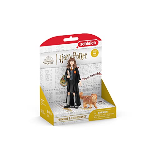 Schleich Harry Potter - Hermonie and Crookshanks Cat Figurines - 2 PC Harry Potter Set - Wizarding World Collectible Figures for Kids and Adults - Toys for Ages 6+ | 42635