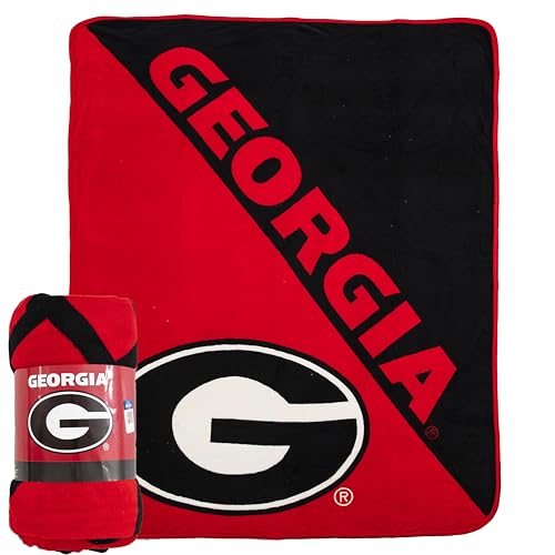 Northwest NCAA Georgia Bulldogs Micro Raschel Throw Blanket 46 x 60 Halftone Design Soft Warm Stadium Blanket
