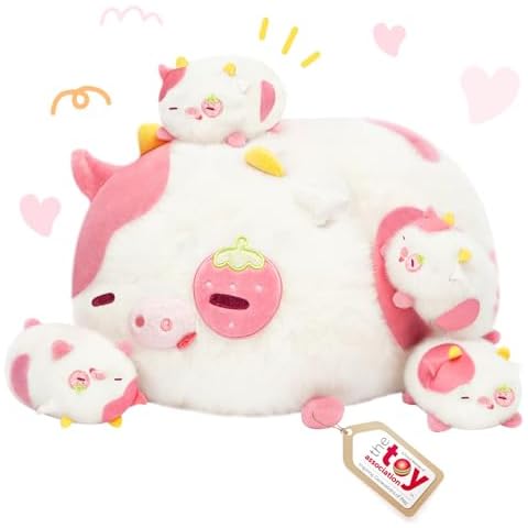 Mewaii Soft Strawberry Cow Plush Pillow Cover
