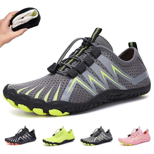 Grounded Footwear for Women Men Grounded Footwear Barefoot Shoes Slip On Shoes Minimalist Hiking Water Active Beach Shoes(Grey,11 Women/9 Men)