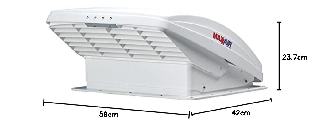 Maxxfan, lucernario deluxe per lucernario, 40 x 40 cm, bianco con ventilatore