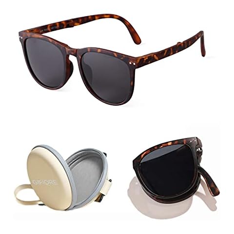 GIFIORE Folding Polarized Sunglasses for Women Men Foldable Driving Anti-glare Sun Glasses,Ultralight,19g (Tortoise shell Frame) Cover
