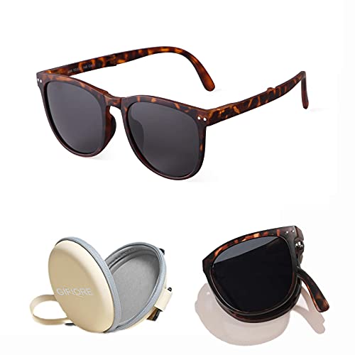 GIFIORE Folding Polarized Sunglasses for Women Men Foldable Driving Anti-glare Sun Glasses with Case,Ultralight 19g