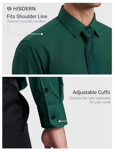 Image of HISDERN Mens Dress Shirt with Tie Pocket Square Set Classic Button Down Shirt Matching Tie Long Sleeve Shirts