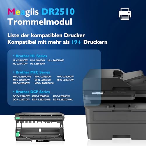Meagiis DR2510 Trommel Kompatibel Brother DR2510 DR-2510 Trommel für Brother HL-L2400DW HL-L2400DWE HL-L2445DW HL-L2447DW DCP-L2620DW DCP-L2627DW DCP-L2627DWXL DCP-L2627DWE DCP-L2660DW (1 Packung)