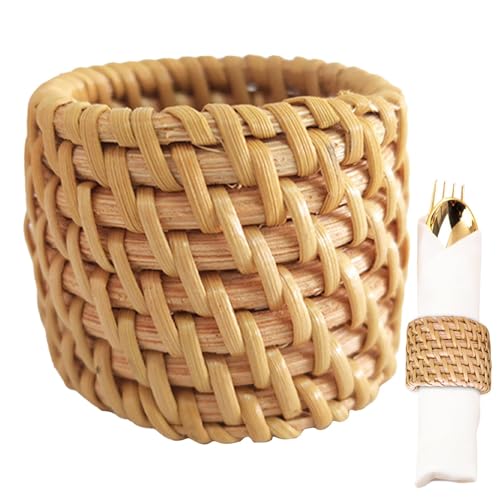 Samuliy Servilleteros rústicos, hebillas de mimbre de granja otoñales | servilleteros de primavera, servilleteros artificiales, servilletero de hierba trenzada hecho a mano, decoración de mesa de cena