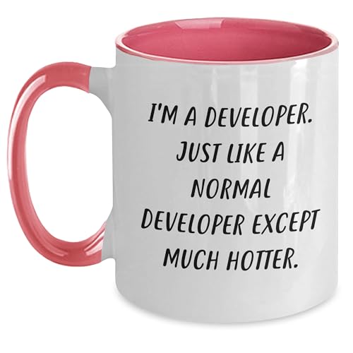 Funny Developer Gifts from Friends for Hot Developer, Two Tone Coffee Mug Quote, Christmas Unique Gifts