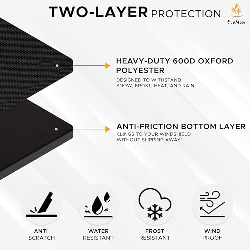 Image of EcoNour Ultimate Windshield Cover for Snow and Ice | Car Windshield Snow Cover for All-Weather Protection | UV Resistant, Windproof Sunshade, Wiper & Mirror for Cars