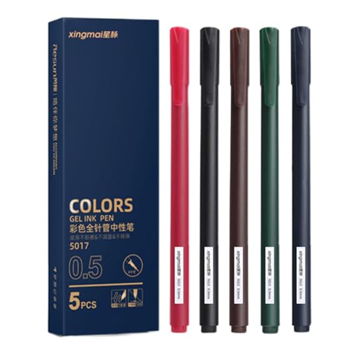 Zestivra Penne Da Scrittura Multicolori - Strumenti Per Disegnare Con 5, Flusso Di Inchiostro Uniforme, Kit Artistico Creativo, Set Di Cancelleria Divertente | Penne Per Notebook Luminose Set Di Inch