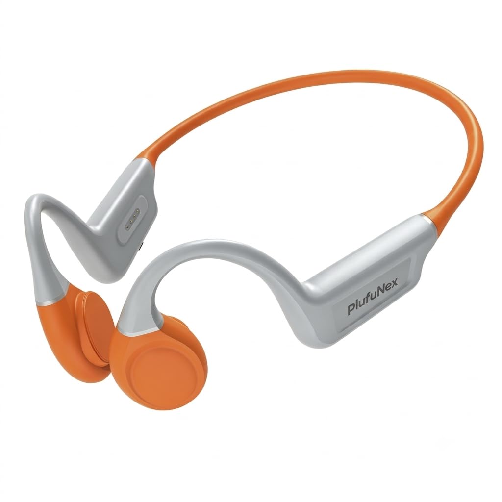 New Run Bone Conduction Headphones, Open-Ear Bluetooth Wireless Sport Earphones for Running, Workouts - IP68, Secure Comfortable Fit -Smart Mic (Orange)-image-27