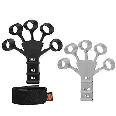 ShopiMoz Pack Of 2 Pair Finger Gripper Strength Trainer Forearm Exerciser Hand Yoga Resistance Band Finger Expander Finger Extension Exerciser Climbing Finger Strengthener (Black & Grey) (B0CN6T5PMH) Amazon Price History, Amazon Price Tracker